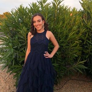 Sparkly Navy Blue Prom Dress